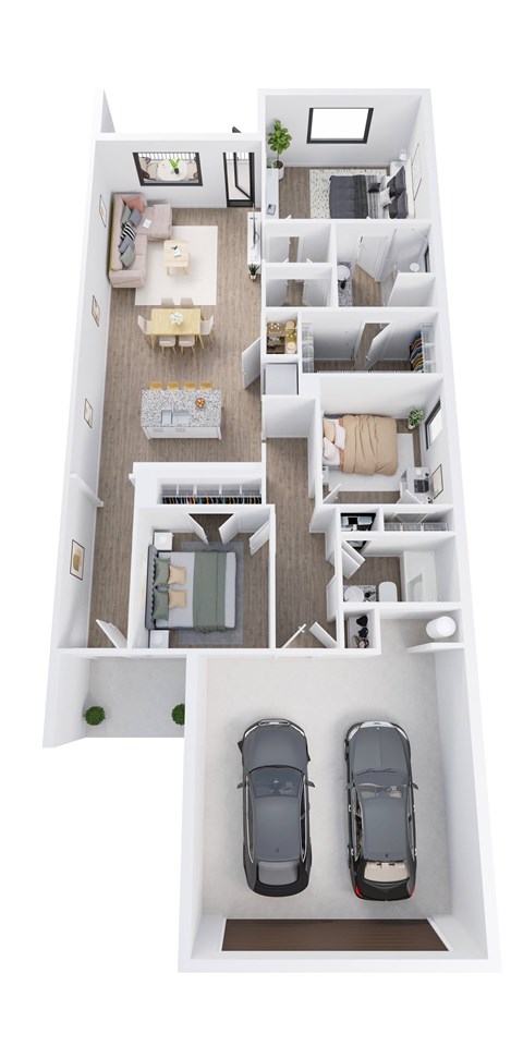Floor plan for 3 beds, 2 baths, 1420 sqft